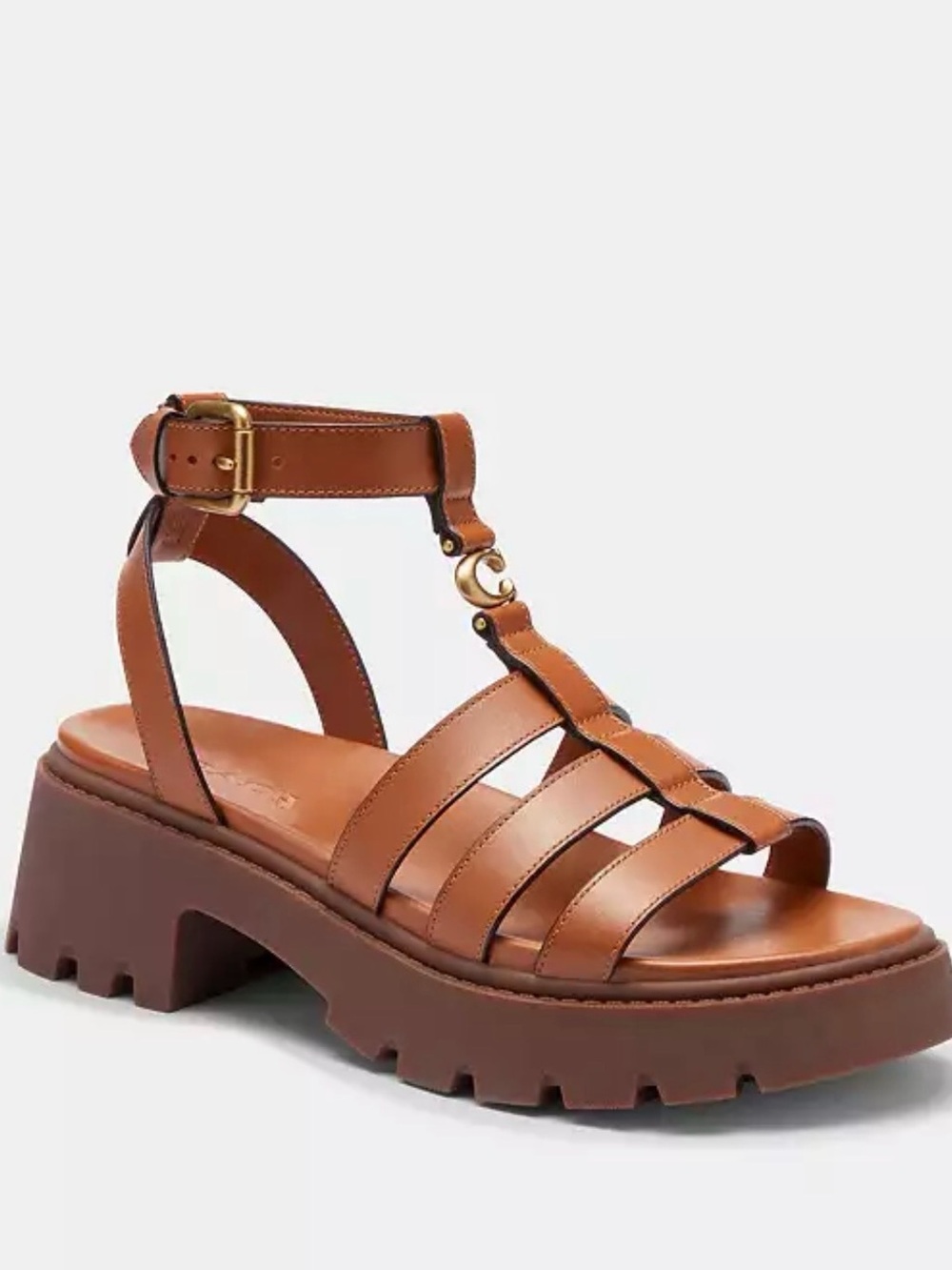 Coach sculpted C fisherman sandals (cognac)